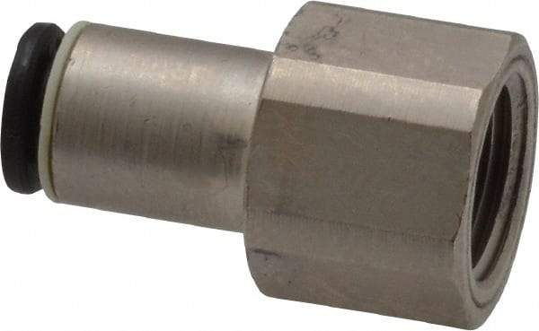 Legris - 5/32" Outside Diam, 1/8 NPT, Nickel Plated Brass Push-to-Connect Tube Female Connector - 290 Max psi - Eagle Tool & Supply