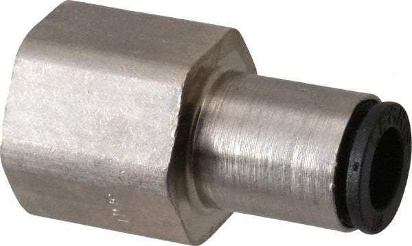 Legris - 1/4" Outside Diam, 1/4 NPT, Nickel Plated Brass Push-to-Connect Tube Female Connector - 290 Max psi - Eagle Tool & Supply