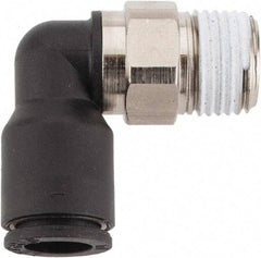 Legris - 1/4" OD, 1/8 NPT, Nylon/Nickel Plated Brass Push-to-Connect Male Elbow - 290 Max psi - Eagle Tool & Supply