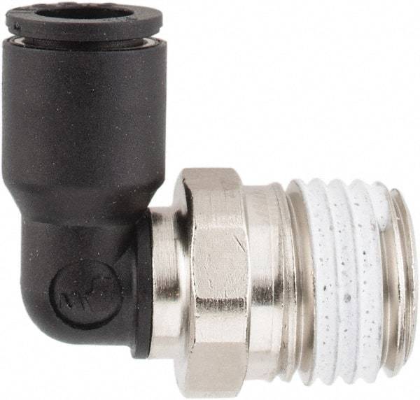 Legris - 1/4" OD, 1/4 NPT, Nylon/Nickel Plated Brass Push-to-Connect Male Elbow - 290 Max psi - Eagle Tool & Supply