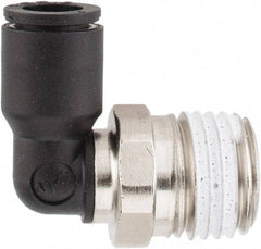 Legris - 1/4" OD, 1/4 NPT, Nylon/Nickel Plated Brass Push-to-Connect Male Elbow - 290 Max psi - Eagle Tool & Supply
