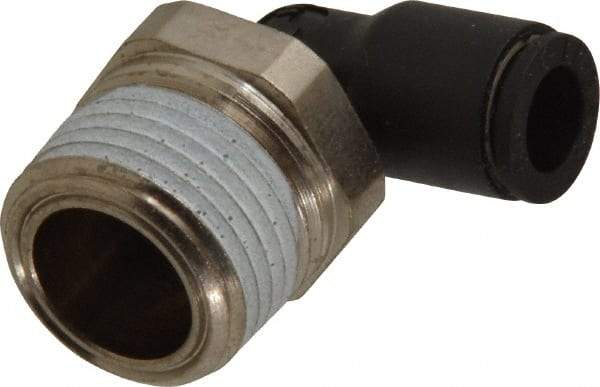 Legris - 1/4" OD, 3/8 NPT, Nylon/Nickel Plated Brass Push-to-Connect Male Elbow - 290 Max psi - Eagle Tool & Supply