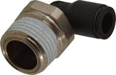 Legris - 1/4" OD, 3/8 NPT, Nylon/Nickel Plated Brass Push-to-Connect Male Elbow - 290 Max psi - Eagle Tool & Supply