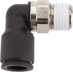 Legris - 3/8" OD, 1/4 NPT, Nylon/Nickel Plated Brass Push-to-Connect Male Elbow - 290 Max psi - Eagle Tool & Supply