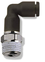 Legris - 5/32" OD, 1/4 NPT, Nylon/Nickel Plated Brass Push-to-Connect Extended Male Elbow - 290 Max psi - Eagle Tool & Supply