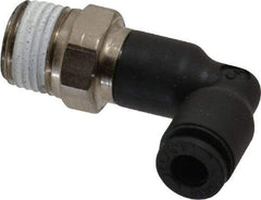 Legris - 5/32" OD, 1/8 NPT, Nylon/Nickel Plated Brass Push-to-Connect Extended Male Elbow - 290 Max psi - Eagle Tool & Supply