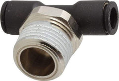 Legris - 1/4" OD, 3/8 NPT, Nylon/Nickel Plated Brass Push-to-Connect Male Branch Tee - 290 Max psi - Eagle Tool & Supply