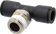 Legris - 3/8" OD, 3/8 NPT, Nylon/Nickel Plated Brass Push-to-Connect Male Branch Tee - 290 Max psi - Eagle Tool & Supply