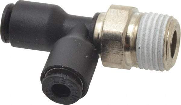 Legris - 1/8" OD, 1/8 NPT, Nylon/Nickel Plated Brass Push-to-Connect Male Run Tee - 290 Max psi - Eagle Tool & Supply