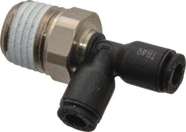 Legris - 5/32" OD, 1/4 NPT, Nylon/Nickel Plated Brass Push-to-Connect Male Run Tee - 290 Max psi - Eagle Tool & Supply
