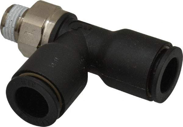 Legris - 3/8" OD, 1/8 NPT, Nylon/Nickel Plated Brass Push-to-Connect Male Run Tee - 290 Max psi - Eagle Tool & Supply