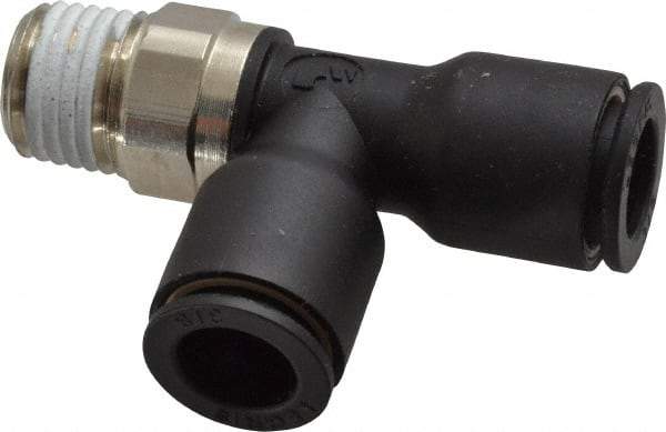 Legris - 3/8" OD, 1/4 NPT, Nylon/Nickel Plated Brass Push-to-Connect Male Run Tee - 290 Max psi - Eagle Tool & Supply