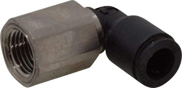 Legris - 1/4" OD, 1/8 NPT, Nylon/Nickel Plated Brass Push-to-Connect Female Elbow - 290 Max psi - Eagle Tool & Supply