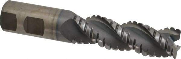Cleveland - 1" Diam, Coarse Pitch, 3" LOC, 3 Flute Powdered Metal 0.06" Corner Radius Roughing End Mill - TiCN Finish, 5-1/2" OAL, 1" Shank Diam, Single End, Centercutting, 42° Helix - Eagle Tool & Supply
