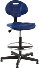 Bevco - 21 to 31" High Adjustable Height Swivel Stool - 27" Wide x 27" Deep, Polyurethane Seat, Blue - Eagle Tool & Supply