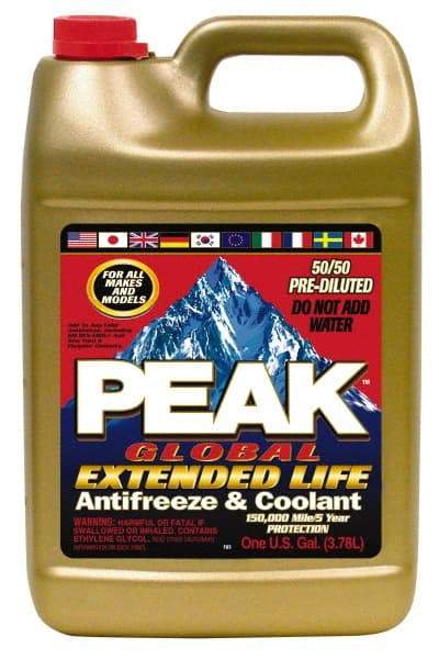 Peak - 1 Gal Extended Life Premixed Antifreeze & Coolant - Ethylene Glycol, Organic Acid Inhibitor, De-Ionized Water Composition - Eagle Tool & Supply