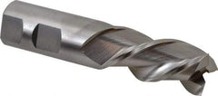 Cleveland - 1", 2" LOC, 1" Shank Diam, 4-1/2" OAL, 3 Flute, Powdered Metal Square End Mill - Single End, Uncoated, Spiral Flute, 42° Helix, Centercutting, Left Hand Cut, Left Hand Flute, Series PM-539L - Eagle Tool & Supply