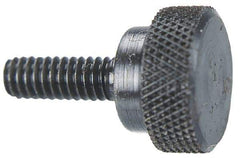 Morton Machine Works - #10-32 Knurled Shoulder Grade C-12L14 Steel Thumb Screw - 11/16" OAL, 1/2" Head Diam x 5/16" Head Height, Black Oxide Finish - Eagle Tool & Supply