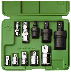 SK - 9 Piece Universal & Socket Adapter Set - 1/4F x 3/8M, 3/8F x 1/4M, 3/8F x 1/2M, 1/2F x 3/8M, 1/2F x 3/4M" 1/4, 3/8 & Impact 1/4, 3/8, 1/2" - Eagle Tool & Supply
