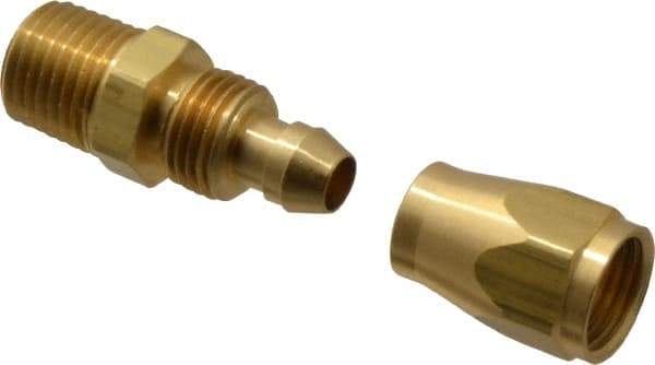 Coilhose Pneumatics - 1/4 NPT, Brass Reusable Hose Male Rigid - 1/4" Hose ID x 3/8" Hose OD - Eagle Tool & Supply