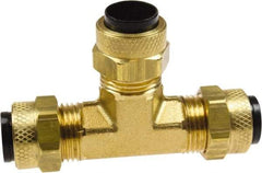 Coilhose Pneumatics - 3/8 x 1/4" OD, Brass Union Tee - Comp x Comp x Comp Ends - Eagle Tool & Supply