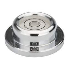 Geier & Bluhm, Inc. - 1-7/16 Inch Base Diameter x 0.52 Inch Overall Height, 2 Circles, Brass Bull's Eye Circular Level - 7.00mm Vial Diameter, 3/4 Inch Inner Diameter, 0.12 Inch Mounting Hole Diameter, 24 min Sensitivity, -40 to 165°F - Eagle Tool & Supply