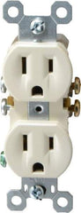 Pass & Seymour - 125 VAC, 15 Amp, 5-15R NEMA Configuration, Light Almond, Residential Grade, Self Grounding Duplex Receptacle - 1 Phase, 2 Poles, 3 Wire, Flush Mount - Eagle Tool & Supply