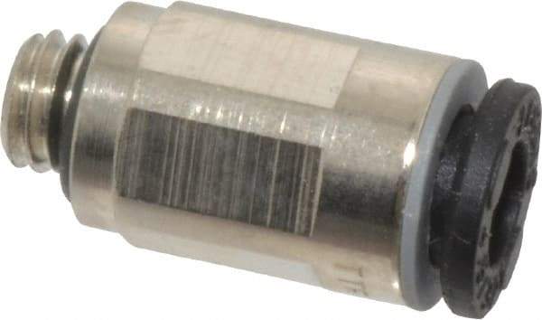 Legris - 4mm Outside Diam, M5 x 0.8 Metric, Nickel Plated Brass Push-to-Connect Tube Male Connector - 290 Max psi - Eagle Tool & Supply