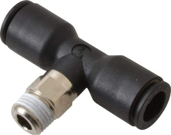Legris - 5/16" OD, 1/8 BSPT, Nylon/Nickel Plated Brass Push-to-Connect Male Branch Tee - 290 Max psi - Eagle Tool & Supply
