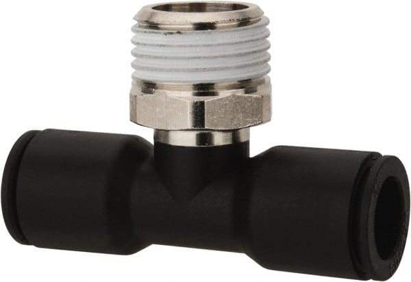Legris - 12mm OD, 1/2 BSPT, Nylon/Nickel Plated Brass Push-to-Connect Male Branch Tee - 290 Max psi - Eagle Tool & Supply
