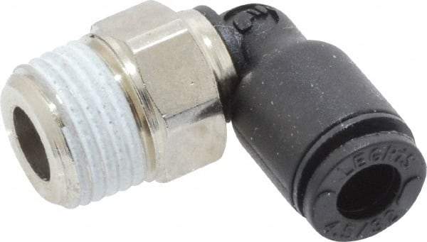 Legris - 5/32" OD, 1/8 BSPT, Nylon/Nickel Plated Brass Push-to-Connect Male Elbow - 290 Max psi - Eagle Tool & Supply