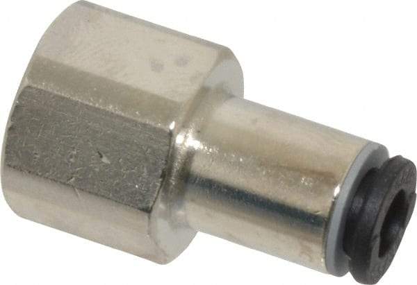 Legris - 4mm Outside Diam, 1/8 BSPP, Nickel Plated Brass Push-to-Connect Tube Female Connector - 290 Max psi - Eagle Tool & Supply