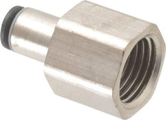Legris - 4mm Outside Diam, 1/4 BSPP, Nickel Plated Brass Push-to-Connect Tube Female Connector - 290 Max psi - Eagle Tool & Supply