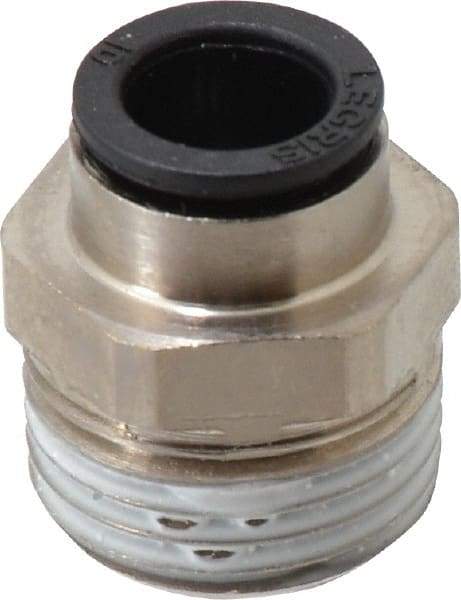 Legris - 10mm Outside Diam, 1/2 BSPT, Nickel Plated Brass Push-to-Connect Tube Male Connector - 290 Max psi - Eagle Tool & Supply