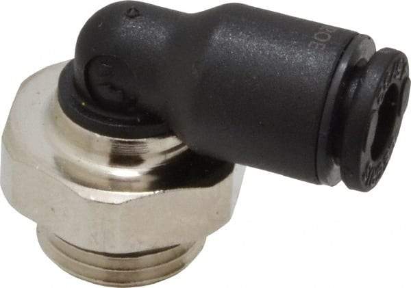 Legris - 4mm OD, 1/8 BSPP, Nylon/Nickel Plated Brass Push-to-Connect Male Elbow - 290 Max psi - Eagle Tool & Supply