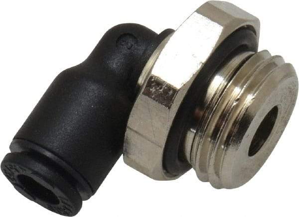 Legris - 4mm OD, 1/4 BSPP, Nylon/Nickel Plated Brass Push-to-Connect Male Elbow - 290 Max psi - Eagle Tool & Supply