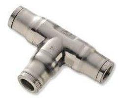 Legris - 10mm Outside Diam, Stainless Steel Push-to-Connect Union Tee - 435 Max psi, Tube to Tube Connection, FKM O-Ring - Eagle Tool & Supply