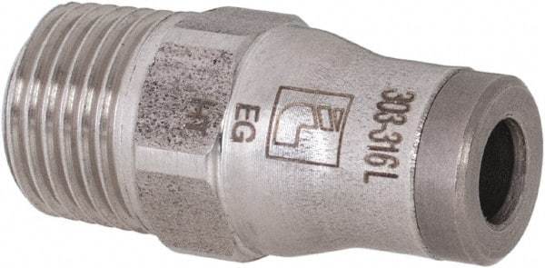 Legris - 4mm Outside Diam, 1/8 BSPT, Stainless Steel Push-to-Connect Male Connector - 435 Max psi, Tube to Male BSPT Connection, FKM O-Ring - Eagle Tool & Supply