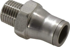 Legris - 10mm Outside Diam, 1/4 BSPT, Stainless Steel Push-to-Connect Male Connector - 435 Max psi, Tube to Male BSPT Connection, FKM O-Ring - Eagle Tool & Supply