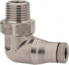 Legris - 4mm Outside Diam, 1/8 BSPT, Stainless Steel Push-to-Connect Male Elbow - 290 Max psi, Tube to Male BSPT Connection, FKM O-Ring - Eagle Tool & Supply