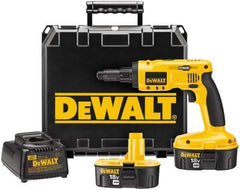 DeWALT - 18 Volts, NiCad Battery, Pistol Grip Cordless Screwdriver - 2 Speeds, 900 and 2,700 RPM, 180 Inch/Lbs. Torque - Eagle Tool & Supply