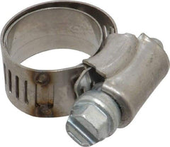 IDEAL TRIDON - SAE Size 6, 1/2 to 7/8" Diam, Stainless Steel Shielded Worm Drive Clamp - Material Grade 201, Series 613 - Eagle Tool & Supply