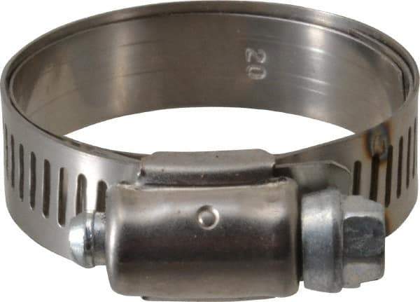 IDEAL TRIDON - SAE Size 20, 1 to 1-3/4" Diam, Stainless Steel Shielded Worm Drive Clamp - Material Grade 201, Series 613 - Eagle Tool & Supply