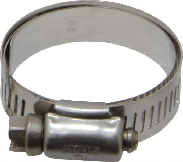 IDEAL TRIDON - SAE Size 20, 1 to 1-3/4" Diam, Stainless Steel Shielded Worm Drive Clamp - Material Grade 301, Series 615 - Eagle Tool & Supply