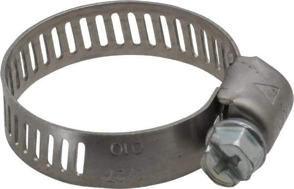 IDEAL TRIDON - SAE Size 10, 1/2 to 1-1/16" Diam, Stainless Steel Miniature Worm Drive Clamp - 5/16" Wide, Material Grade 301, Series 325 - Eagle Tool & Supply