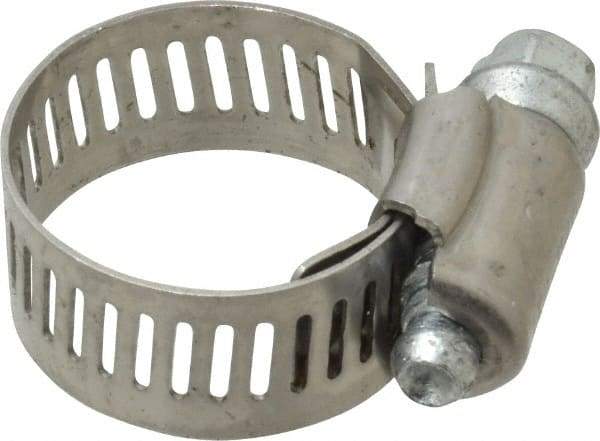 IDEAL TRIDON - SAE Size 10, 9/16 to 1-1/16" Diam, Stainless Steel Worm Drive Clamp - 1/2" Wide, Material Grade 201, Series 611 - Eagle Tool & Supply