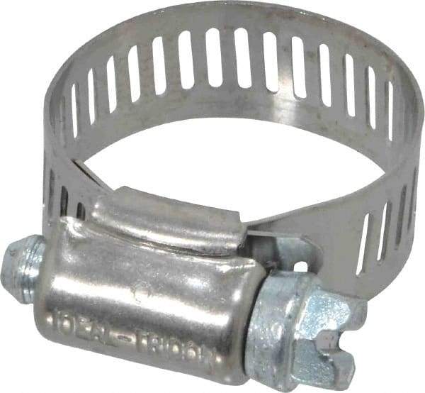 IDEAL TRIDON - SAE Size 12, 9/16 to 1-1/4" Diam, Stainless Steel Worm Drive Clamp - 1/2" Wide, Material Grade 201, Series 611 - Eagle Tool & Supply