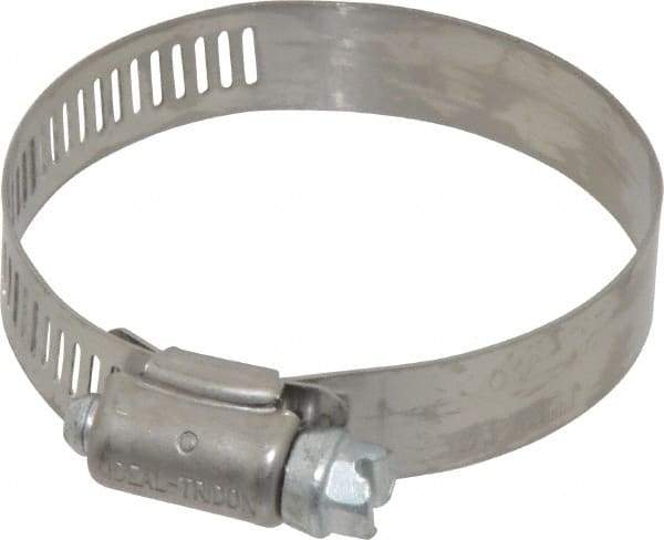 IDEAL TRIDON - SAE Size 32, 1-9/16 to 2-1/2" Diam, Stainless Steel Worm Drive Clamp - 1/2" Wide, Material Grade 201, Series 611 - Eagle Tool & Supply