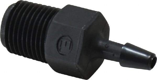 Made in USA - 1/8" Barb, 1/8, Nylon Single Barbed Tube Adapter - Black, Male - Eagle Tool & Supply