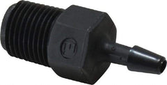 Made in USA - 1/8" Barb, 1/8, Nylon Single Barbed Tube Adapter - Black, Male - Eagle Tool & Supply